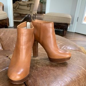 Michael Kors zip booties British tan